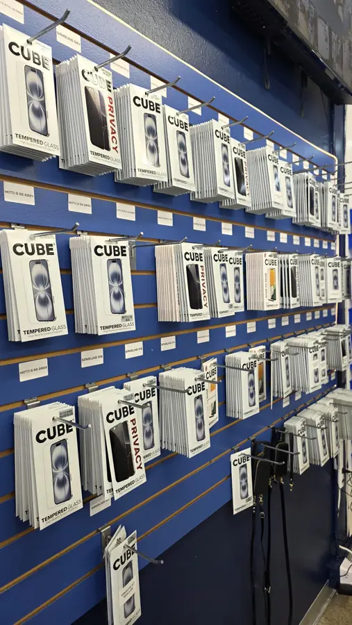 Wall of tempered glass screen protectors